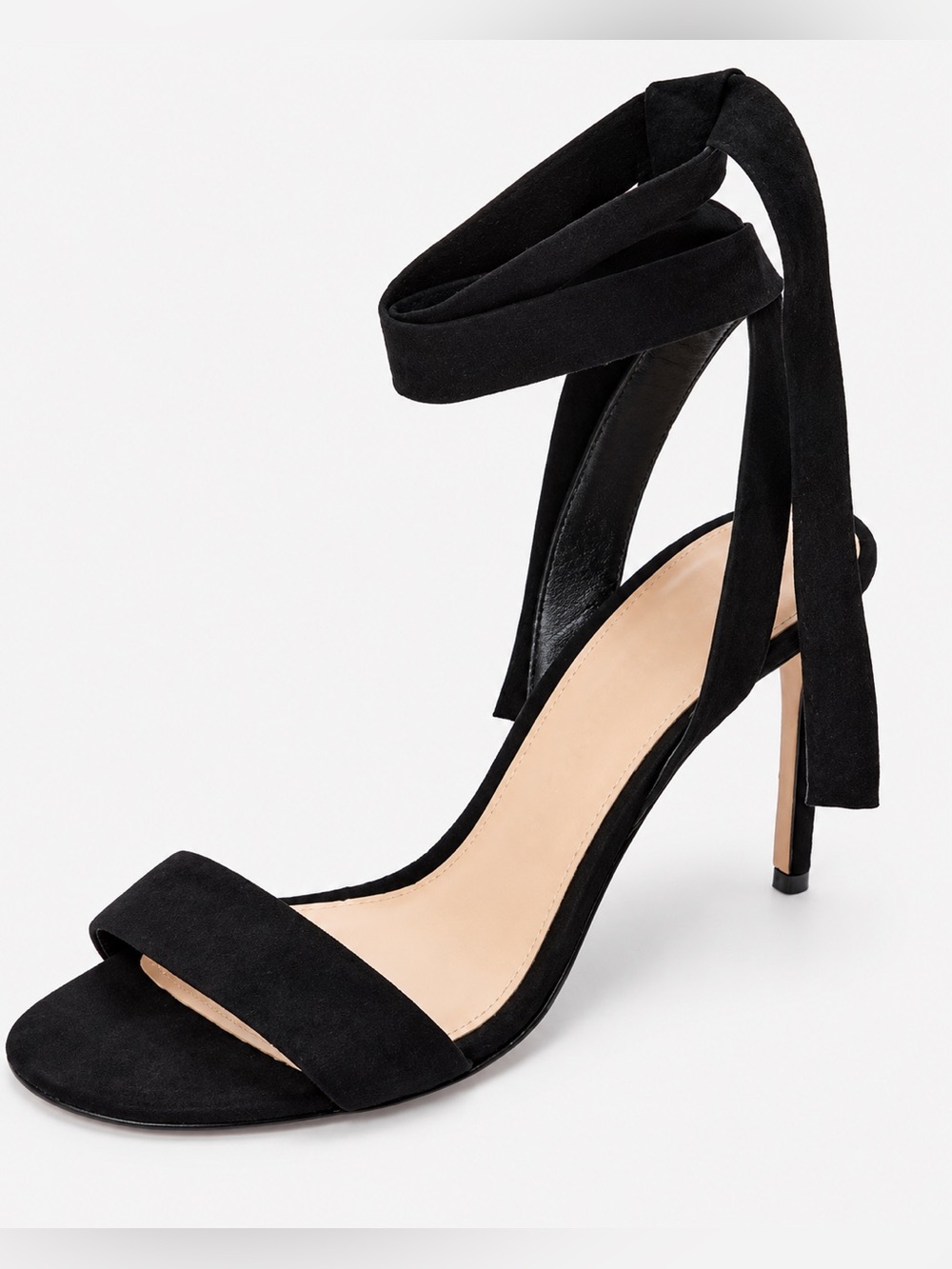 Club Monaco Corla Black Suede Ankle Wrap Heels Sandals 7.5 37.5 NIB $279